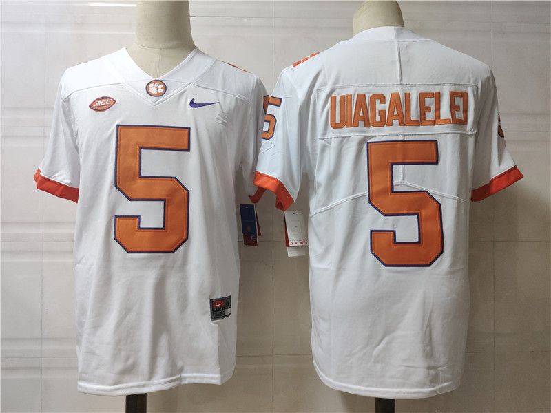 Men Clemson Tigers #5 Uiagalelei White Nike 2025 NCAA Jersey->ncaa teams->NCAA Jersey